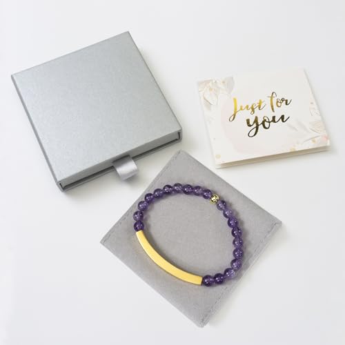 Amethyst Christian Bracelet for Women, 18K Gold Plated Bible Verse Jewelry, Inspirational Religious Faith Gift, Scripture Jewelry for Encouragement & Strength - color: Just Breathe-Amethyst Gold