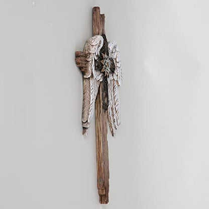 BC Home Decor Rustic Angel Wings Crosses Wall Décor 12" H Wall Cross - size: 12"L x 7"W