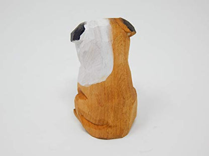 Selsela English Bulldog Wooden Figurine – Hand-Carved Miniature Puppy Dog Statue, Small Pet Canine Sculpture, Handmade Home Decor & Collectible Gift - style: English Bulldog