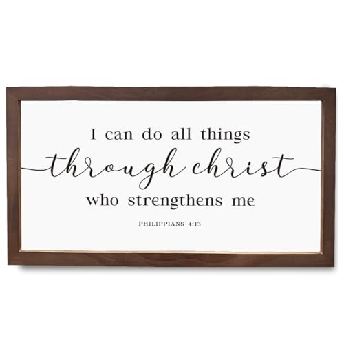 Christian Decor, I Can Do All Things Through Christ Who Slungfhens Me Philippians 4:13 Sign, Bible Verse Wall Art, Inspirational Wall Decor, Motivational Gift for Friends Family - color: PHILIPPIANS 4:13