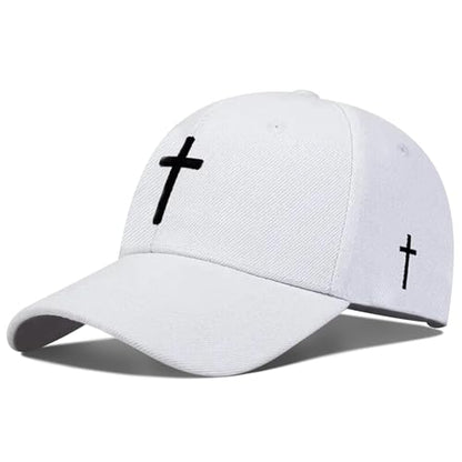 3D Embroidered Christian Hat for Men & Women, Jesus Faith Cross Hat, Religious Gifts for Christians Clothes - color: Cross-white