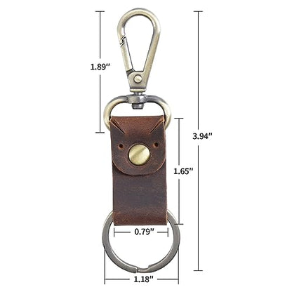 Jack&Chris Genuine Leather Keychain, Small Keychain for Man and Women, Key Holder Mens Belt Key Chain Ring, Red Brown - color: 2pack-coffee