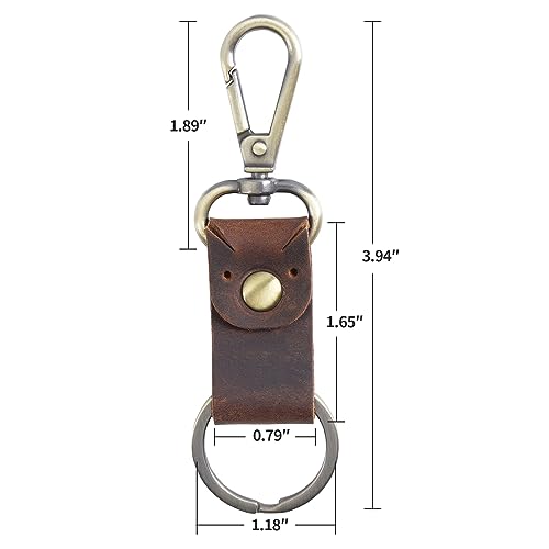 Jack&Chris Genuine Leather Keychain, Small Keychain for Man and Women, Key Holder Mens Belt Key Chain Ring, Red Brown - color: 2pack-coffee