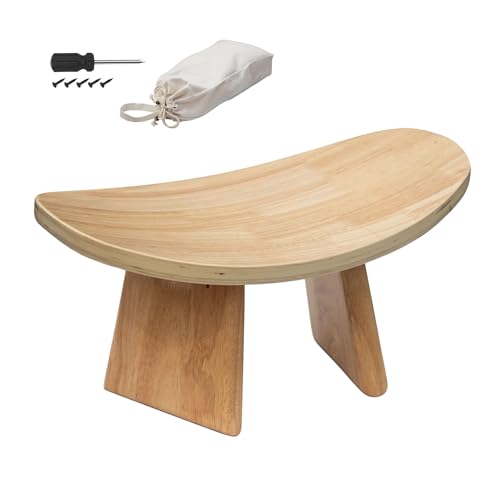 Wooden Meditation Bench for Seiza & Yoga Practice - Ergonomic Kneeling Prayer Stool with Curved Seat - Natural Floor Bench for Meditation, Mindfulness, Prayer & Yoga Sessions