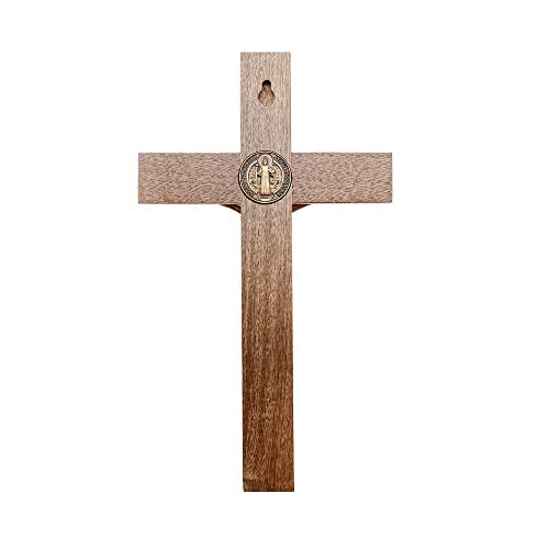 Intercession Wall Wood Cross Crucifix (10 in - Antique Gold)