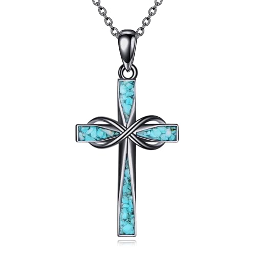 ONEFINITY Cross Necklace 925 Sterling Silver Cross Pendant Religious Jewelry Gifts - style: Black Infinity Cross