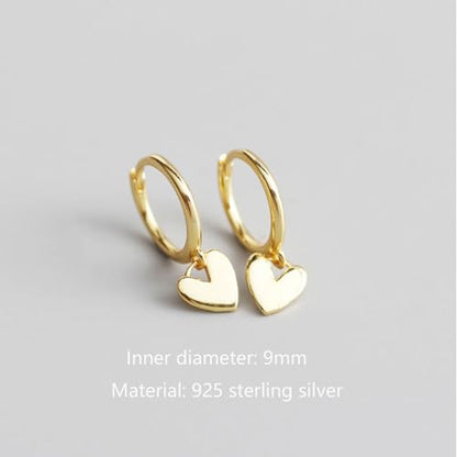 925 Sterling Silver Dangle Earrings Heart Star Cross Drop Earrings Dainty Gold Trendy Cute Earrings for Women - color: Heart, gold