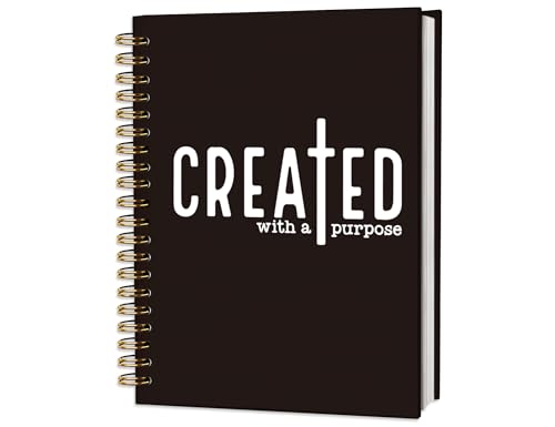 Black Christian Bible Notebook Journal,Bible Study Prayer Journal Notebook,Christian Created with a Purpose Hardcover Spiral Notebooks Journaling,5.5x8.3 Inch - color: Jesus-6 Cream color