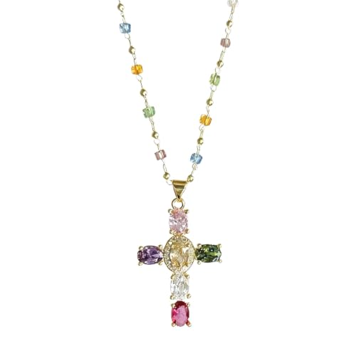 Colorful Crystal Rainbow Symbol Pendant Alloy Clavicle Necklace - color: Colorful