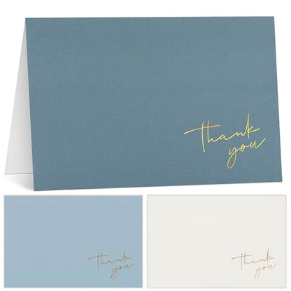 ZICOTO Beautiful Thank You Cards Set of 30 With Envelopes and Stickers - color: Blue