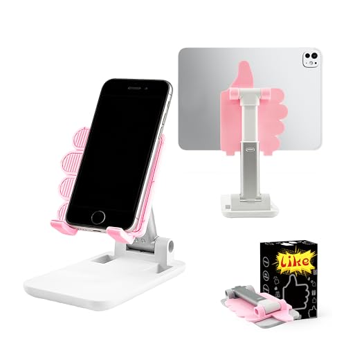 Father's Day Foldable Cell Phone Stand Non-Slip,Thumbs Up Adjustable Phone Holder with Silicone，Portable Phone Stand for Desktop Compatible with All Mobile Phones (Pink) - color: pink 1p