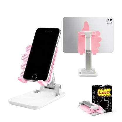 Father's Day Foldable Cell Phone Stand Non-Slip,Thumbs Up Adjustable Phone Holder with Silicone，Portable Phone Stand for Desktop Compatible with All Mobile Phones (Pink) - color: pink 1p
