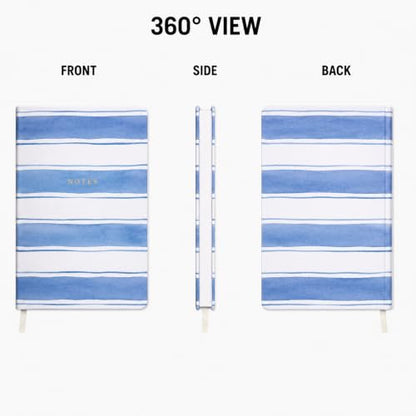 WORLD TRAVELER Large Lined Journal Notebook 256 Ruled White & Ivory Pages - color: Wide Stripes