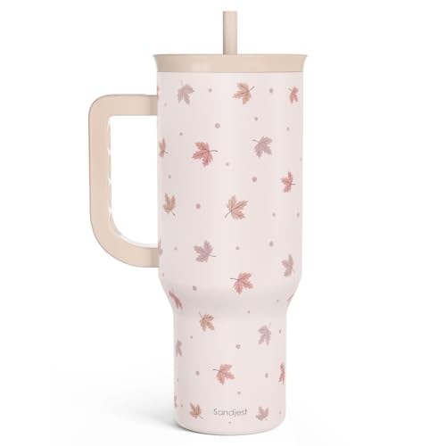 Fall Maple Leaf Stainless Steel Tumbler with Handle 40 Ounces Insulated, Travel Cup for Women Girls Friends Teens - color: Autumn