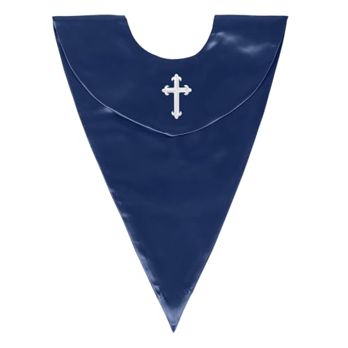 Unisex V-Shape Church Choir Stole with Cross for Adults Church - color: Navy, size: White Cross