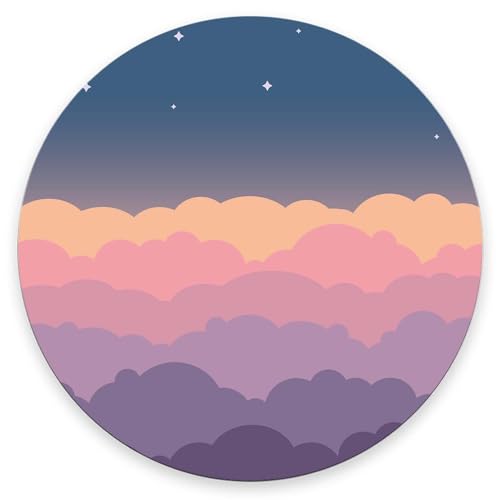 Round Mouse Pad,Cute Clouds Purple Mouse pad,Custom Small Mouse Pads with Designs,Portable Office Non-Slip Rubber Base Wireless Mouse Pad for Laptop 7.9×7.9×0.12 inches - color: Cute Clouds Purple