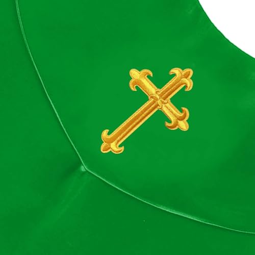 Unisex V-Shape Church Choir Stole with Cross for Adults Church - color: Emerald Green, size: Gold Cross