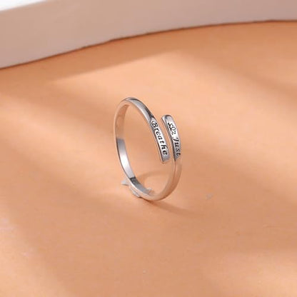 LOVECOM 925 Sterling Silver Faith Over Fear Cross Rings for Women Mother - color: Gold-Just Breathe