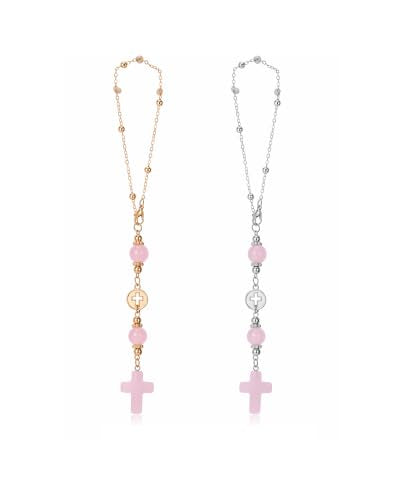 Pink Religious Cross Car Charm for Women (Cross-Pink)