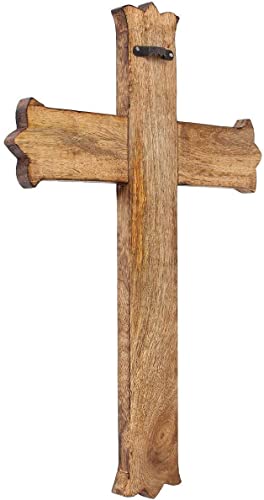 KSJONE Handmade Antique Design Rustic Look Wooden Wall Hanging Cross Decorative Religious Altar Spiritual Art Sculpture Home Living Room Décor Accessory for Christmas and Other Occasions (10 Inch) - size: 10"L x 6.5"W