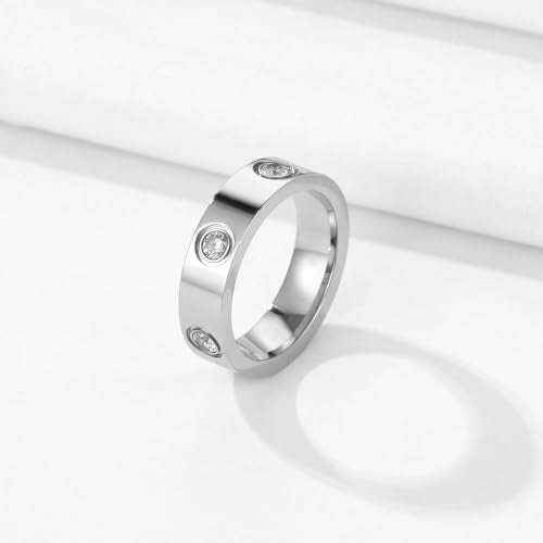 YCSLYW Ladies Stainless Steel Ring Love Friendship Ring Golden high polishing, low allergy Wedding Jewelry Valentine's Day Birthday Gift, 5-10 - color: Love Silvery, size: 9