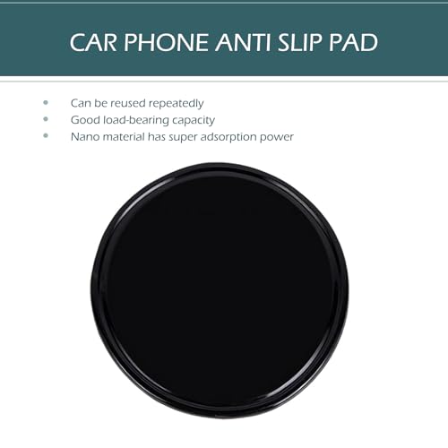 5 PCS Car Round Anti-slip Mat, 3.1" Silicone Storage Mat for Car Ornament Mobile Phone GPS Keys Glasses, Reusable Self-adhesive Dashboard Pad, Multi-function Sticky Fixing Pad (Black)