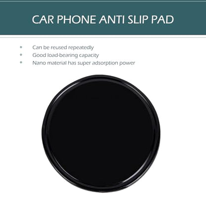5 PCS Car Round Anti-slip Mat, 3.1" Silicone Storage Mat for Car Ornament Mobile Phone GPS Keys Glasses, Reusable Self-adhesive Dashboard Pad, Multi-function Sticky Fixing Pad (Black)