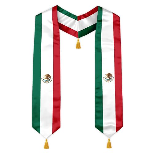 Class of 2026 Graduation Stole Flag Sash with Gold Tassels 72 Inch for High School College University Ceremony - color: Mexico