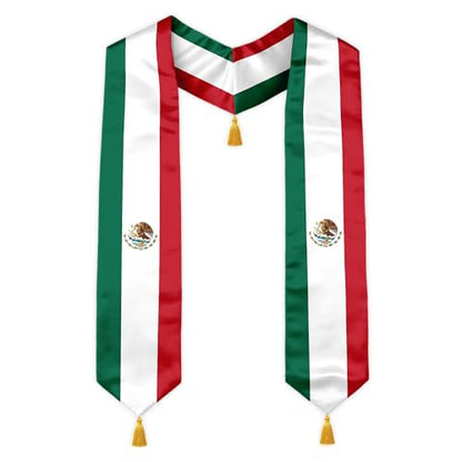 Class of 2026 Graduation Stole Flag Sash with Gold Tassels 72 Inch for High School College University Ceremony - color: Mexico
