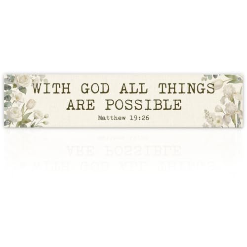 Christian Wall Decor Banner with Bible Verse, Floral Farmhouse Hanging Sign for Porch Entryway Front Door, Inspirational Scripture Home Decoration, Elegant Indoor Outdoor Flag, 48 x 9 Inches - color: color_name02