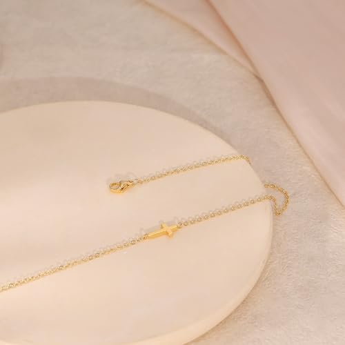 Cross Necklace for Women, Dainty Gold Necklace Tiny Cross Charm Necklace - color: Gold-Cross 8