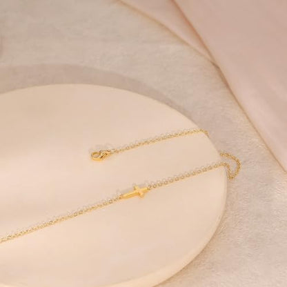 Cross Necklace for Women, Dainty Gold Necklace Tiny Cross Charm Necklace - color: Gold-Cross 8