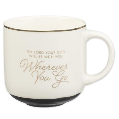 Christian Art Gifts Large Ceramic Coffee & Tea Mug for Men & Women - color: White & Gold/Wherever You Go, size: 14 Ounces