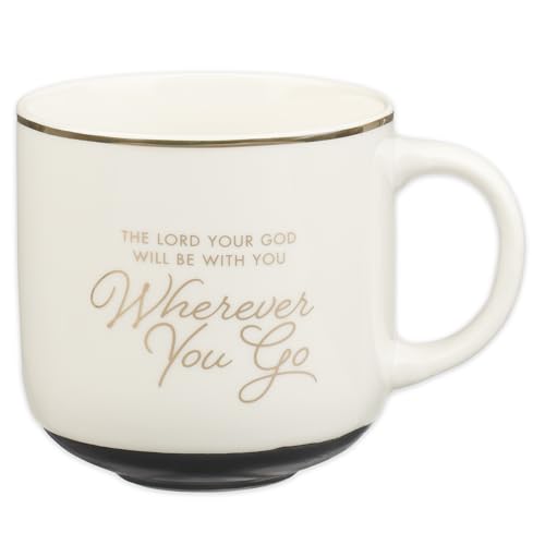 Christian Art Gifts Large Ceramic Coffee & Tea Mug for Men & Women - color: White & Gold/Wherever You Go, size: 14 Ounces