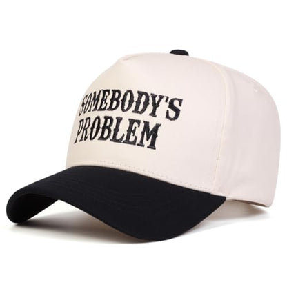 Trendy Embroidered Baseball Cap for Men & Women, Adjustable Snapback Hat for Casual Wear - color: Somebody's Problem| Black