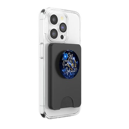 Religious Be Still & Know That I Am God Blue Butterfly Art PopSockets PopWallet for MagSafe - style: Magnetic PopWallet
