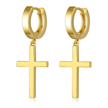 Jianhanzb S925 Sterling Silver Cross Earrings for Women Men - color: A: yellow
