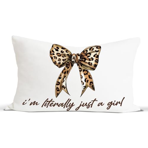 Leopard Cheetah Print Coquette Bow Throw Pillow Covers 12x20 Inch - color: Leopard Bow