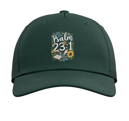 Psalm 23:1 Bible Verse Flowers Christian Women Adjustable Baseball Hat - color: Dark Green