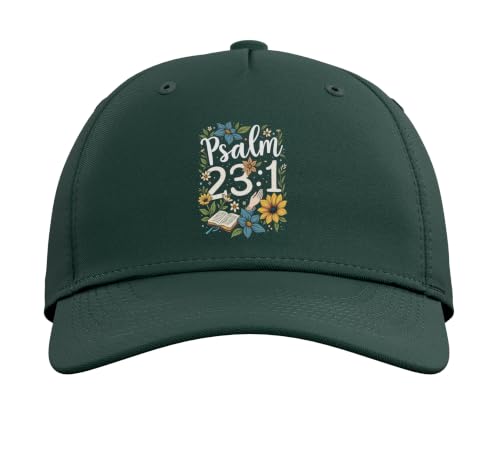 Psalm 23:1 Bible Verse Flowers Christian Women Adjustable Baseball Hat - color: Dark Green