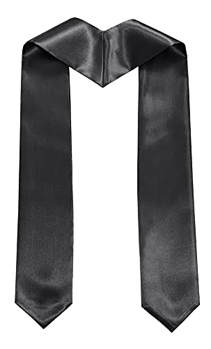 Plain Graduation Stole Sash 60 Inch Unisex Adults Solid - color: Black Stole