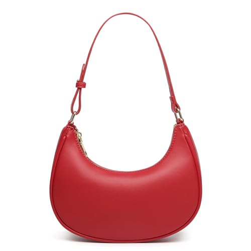 Barabum Small Shoulder Bag for Women Crescent Purse Y2K Trendy Clutch Handbags - color: 6-red