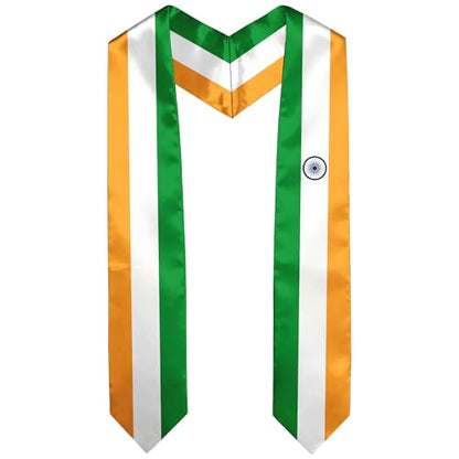 Graduation Satin Sash Scarf 72" Stole - color: India Flag