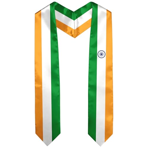 Graduation Satin Sash Scarf 72" Stole - color: India Flag