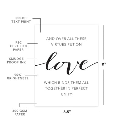 Andaz Press Unframed Black White Wall Art Decor Poster Print, Bible Verses, And over all these virtues put on love, which binds them all together in perfect unity. Colossians 3:14, 1-Pack - color: Colossians 3:14