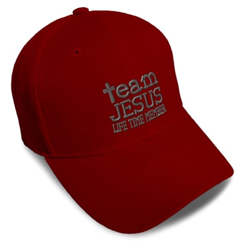 Custom Baseball Cap Team Jesus Life Time Member Christian God - color: Burgundy Design Only