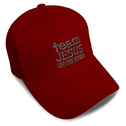 Custom Baseball Cap Team Jesus Life Time Member Christian God - color: Burgundy Design Only