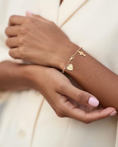 J&H DiaJuvelo Catholic Rosary Bracelet for Women 14K Gold Virgin Mary Rosarios Jesus Cross Charm Link Chain Virgen de Guadalupe Religious Jewelry Gifts for Confirmation Baptism First Communion - style: Gold Rosary B