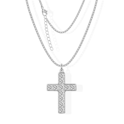 Cross Necklace for Women & Men – NFC Interactive Christian Prayer Necklace - color: Sliver