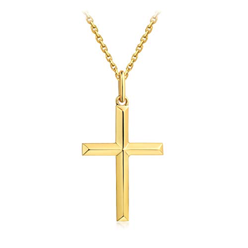 S.Leaf Cross Necklace for Women Gold Plated Cross Necklaces for Women 925 Sterling Silver Cross Pendant Necklaces for Women Birthday Anniversary - color: Cross_Necklace_Polish_18Karat Gold Plated